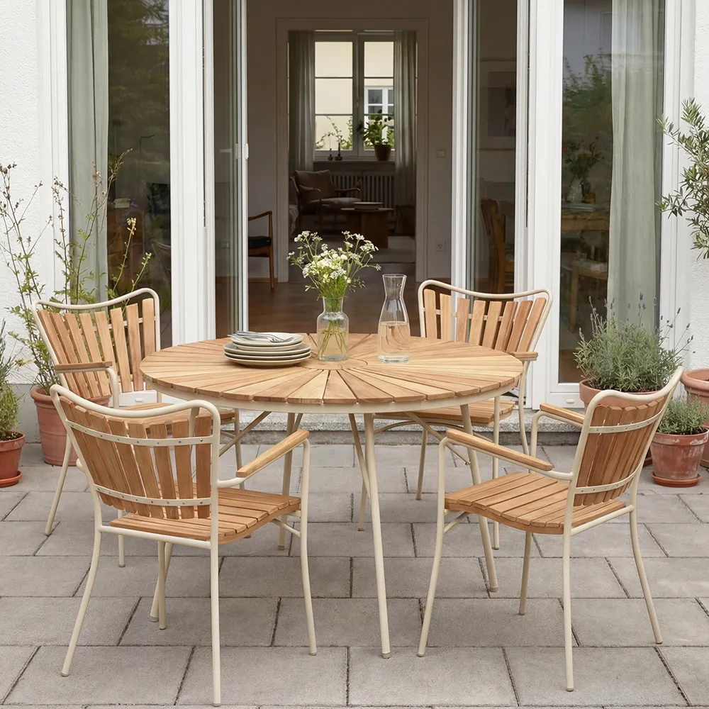 Ellen lænestol sandgrå / teak