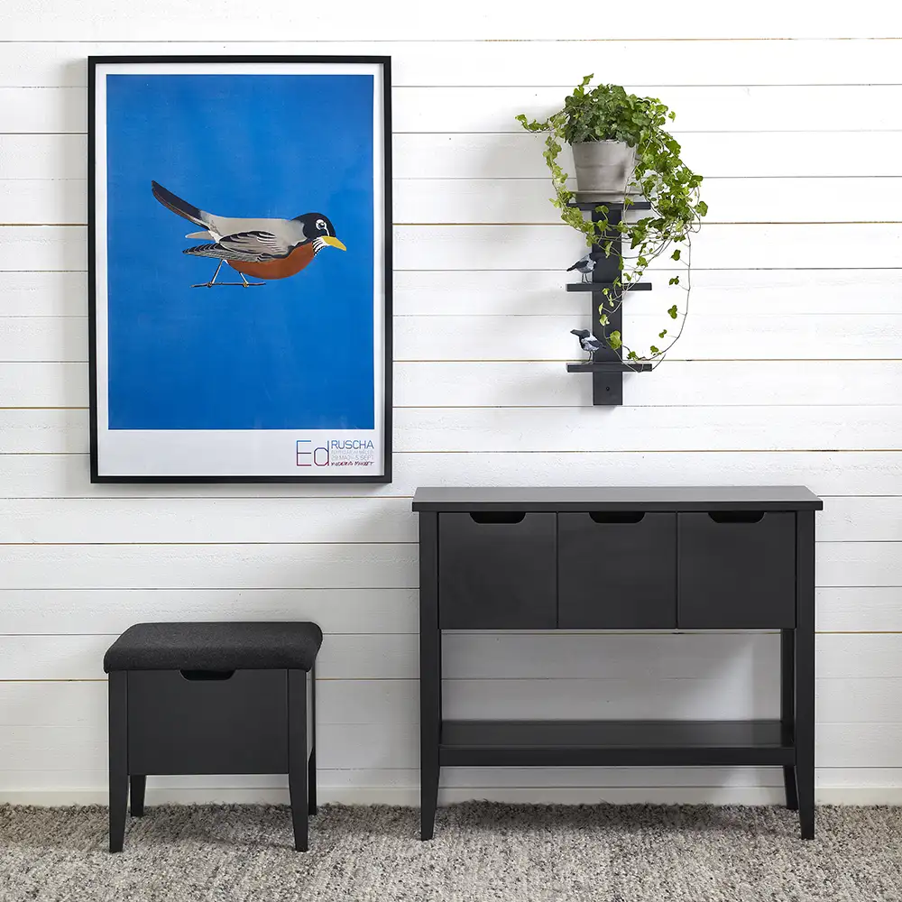 Klinte bænk 45 cm sort med uldstof  