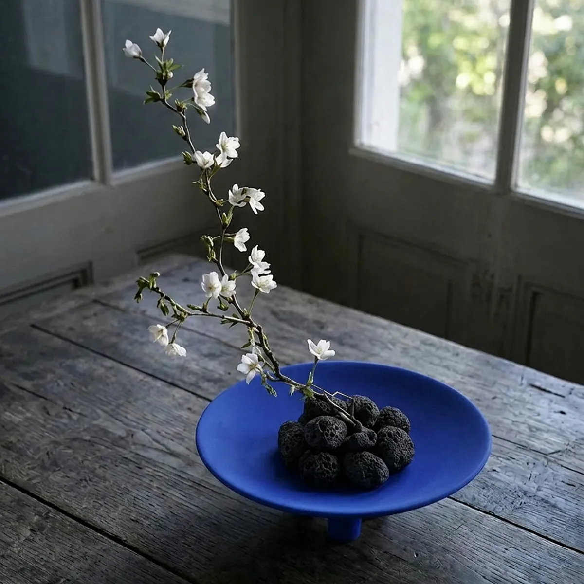 Håndmalet dekorationsfad Duck Mini Marrakech Blue Ø 30 cm
