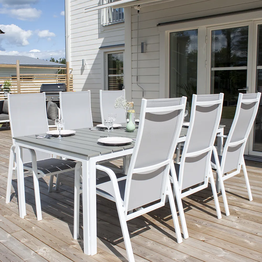 Copacabana positionsstol hvid/grå 2-pak 