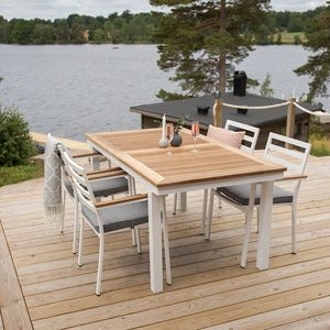 Panama spisebord 160-240x90 cm Hvid/Teak