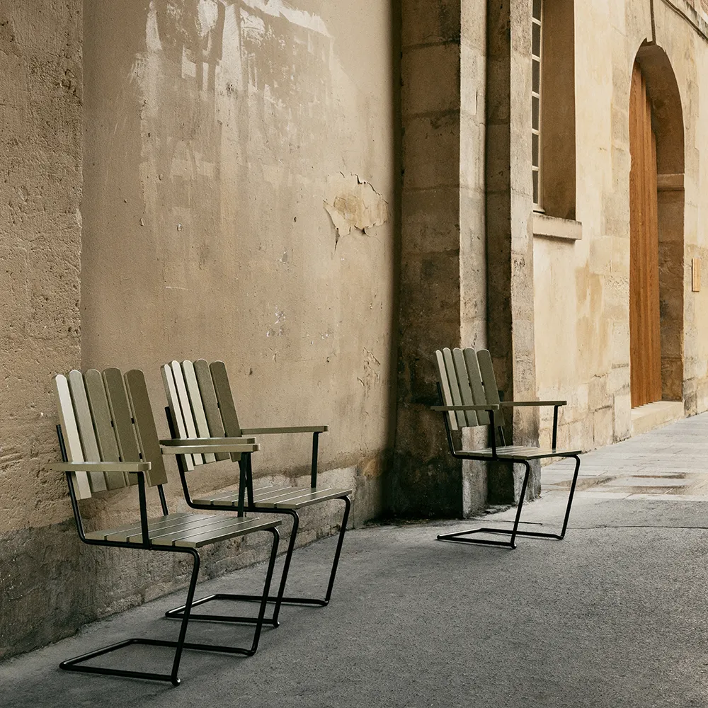 A2 Lænestol grønlakeret eg / sort stel