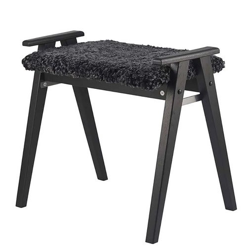 Alme Stool Sortbejdset eg/fåreskind mørkegrå