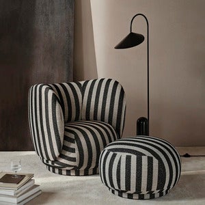 Justerbar Gulvlampe med Travertinfod Arum Black