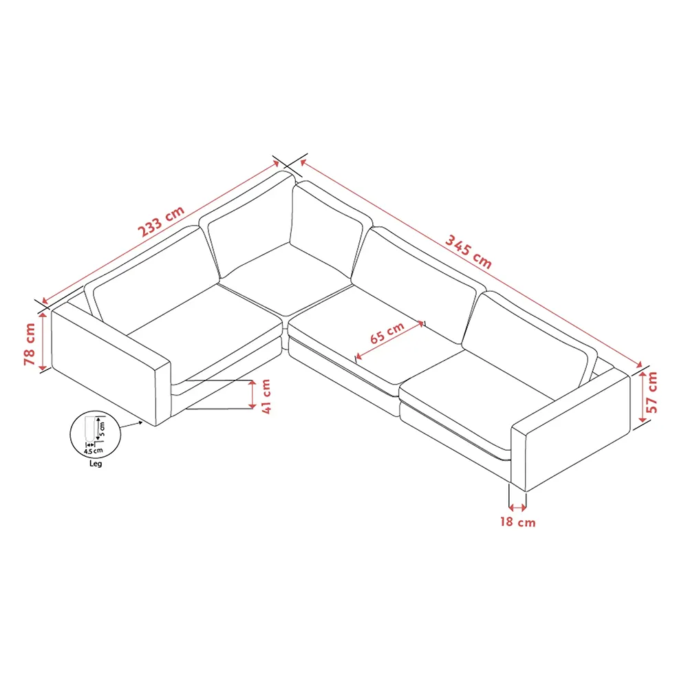 Duncan hjørnesofa 2+3-sæders stof Robin lysegrå