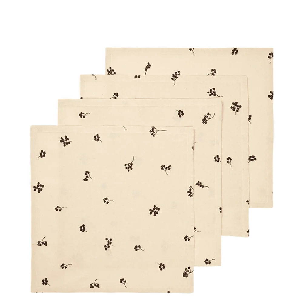 Ferm Living Baies bomuldsserviet 40x40 cm 4-pak Natural-dark chocolate