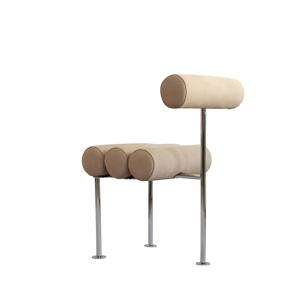 Hiro spisebordsstol, rustfrit stål - nubuck