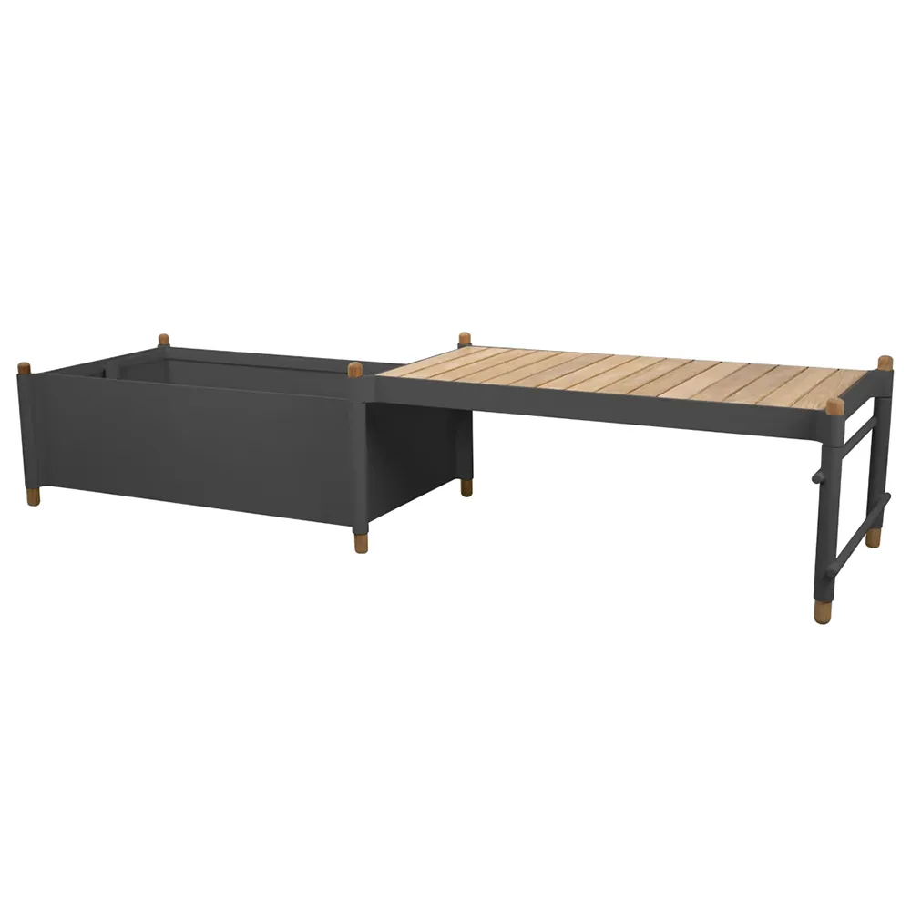 Sticks plantekasse med bænk Teak/Grey