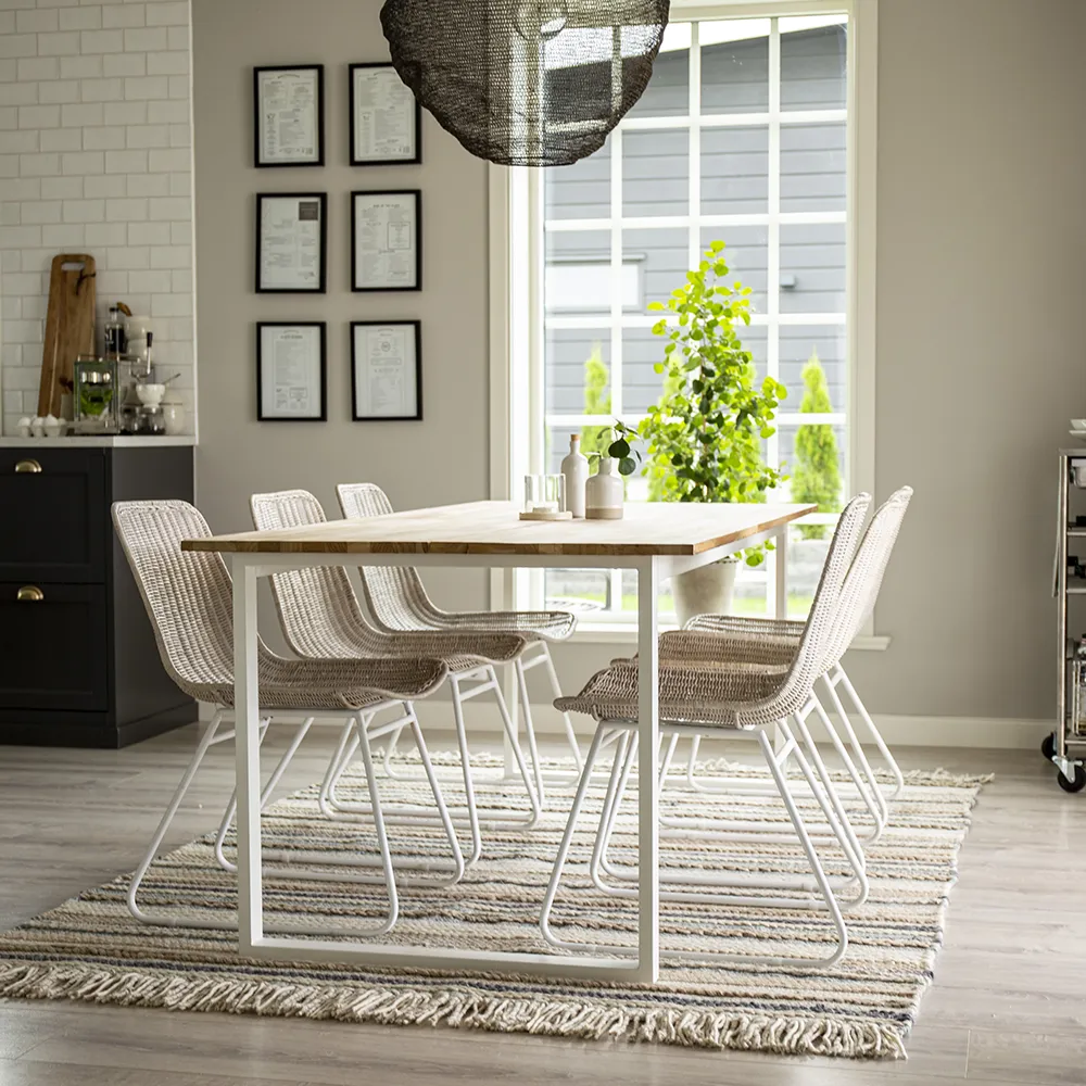 Cirebon spisebord 90x200 cm hvid/teak