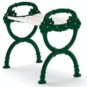 Byarum skammel ender: grøn / træ: hvidlakeret fyr