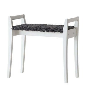 Meja Stool Hvidlakeret birk/fåreskindslook Mørkegrå