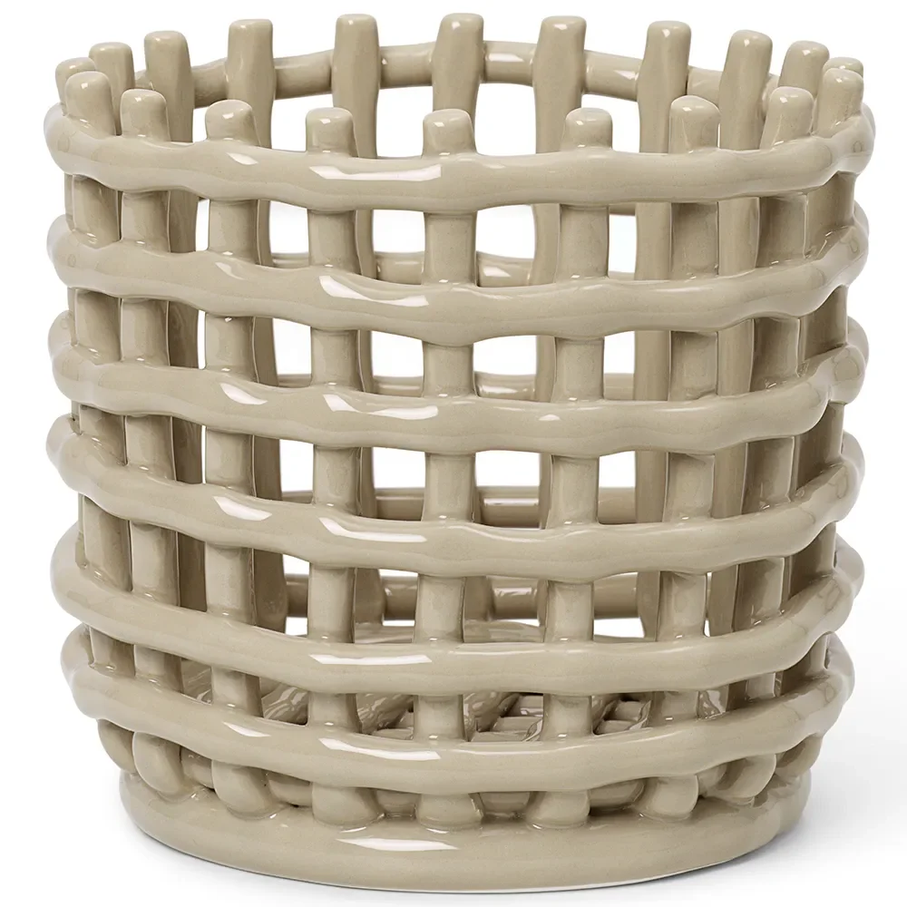 Ferm Living Ceramic flettet kurv Ø16 cm Cashmere