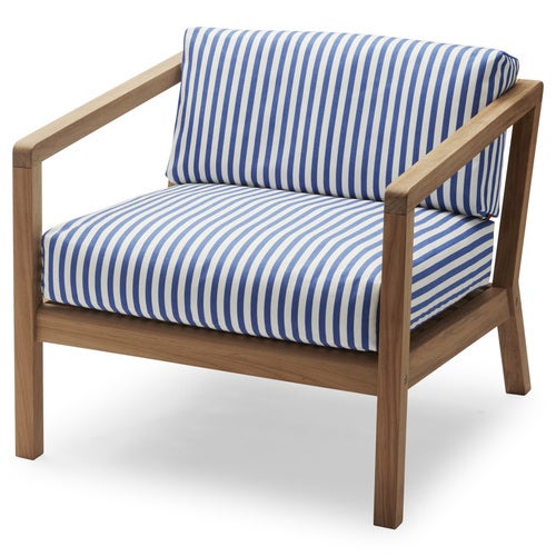 Virkelyst lænestol Sea Blue Stripe Teak