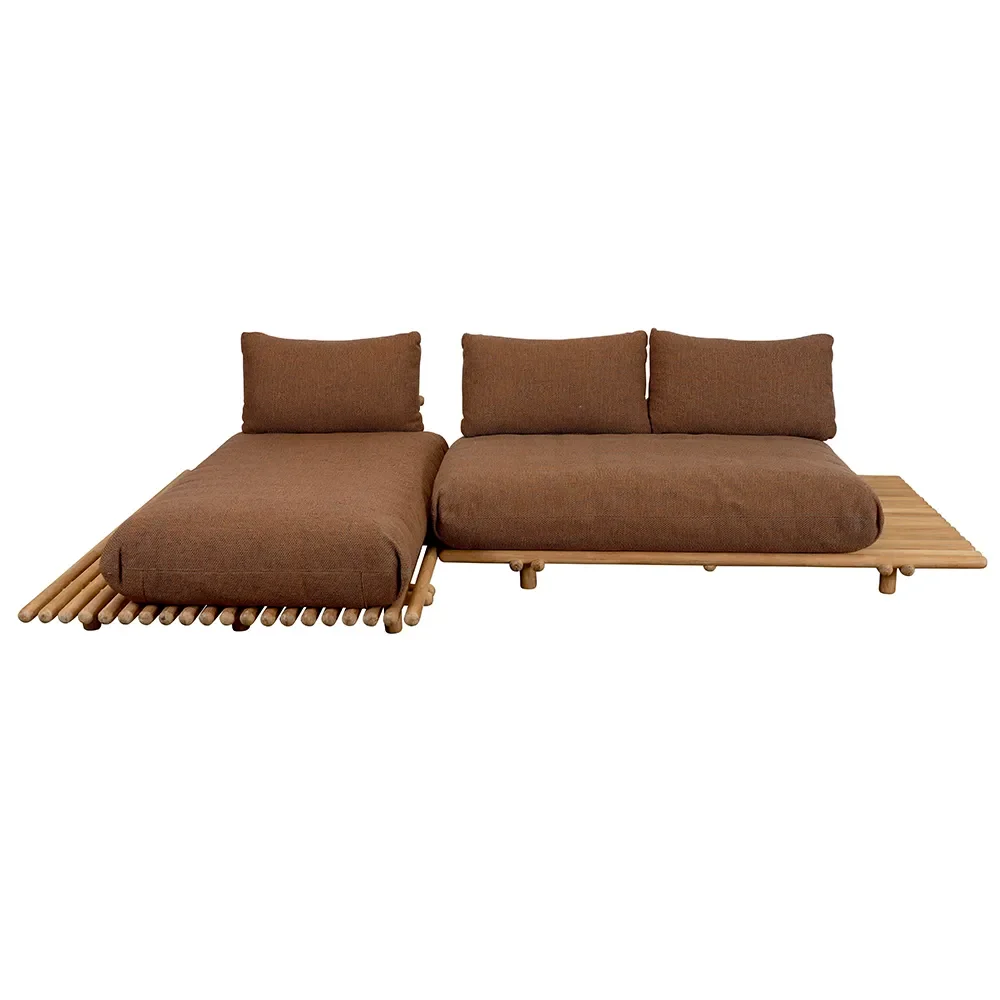 Cane-line, Sticks sofa m/chaiselong Teak/umber brown