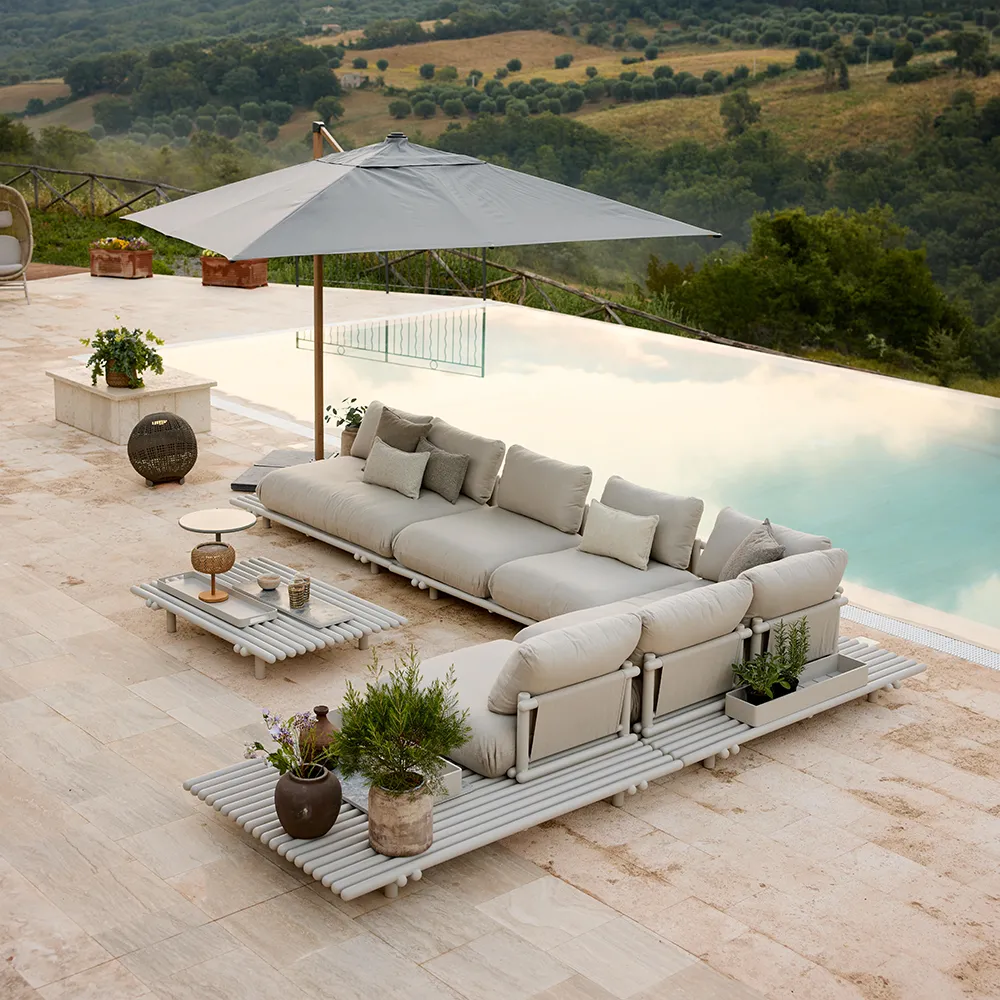 Sticks sofa m/chaiselong Alu/umber brown