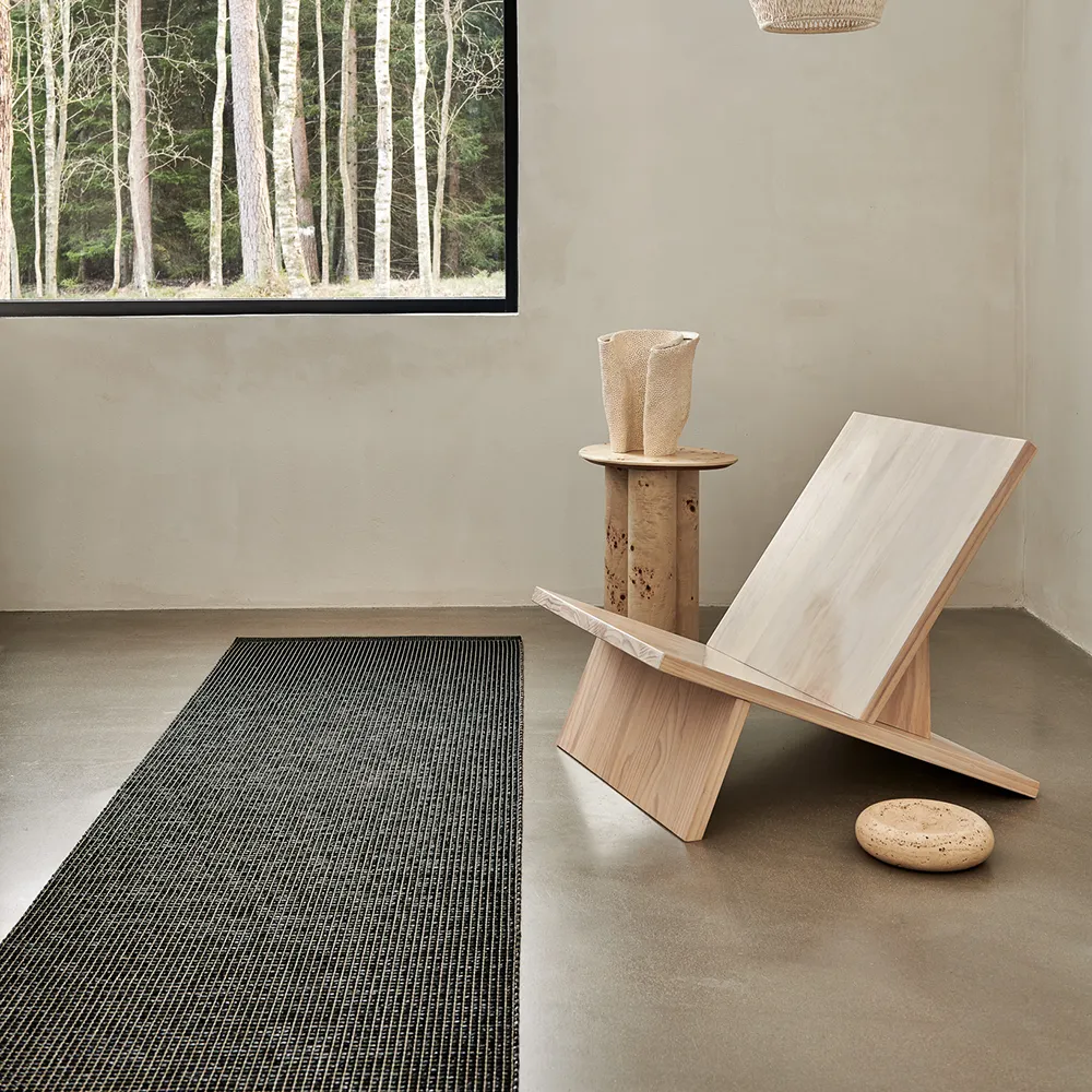 Emm tæppe 70x180 cm Black/Linen Metallic