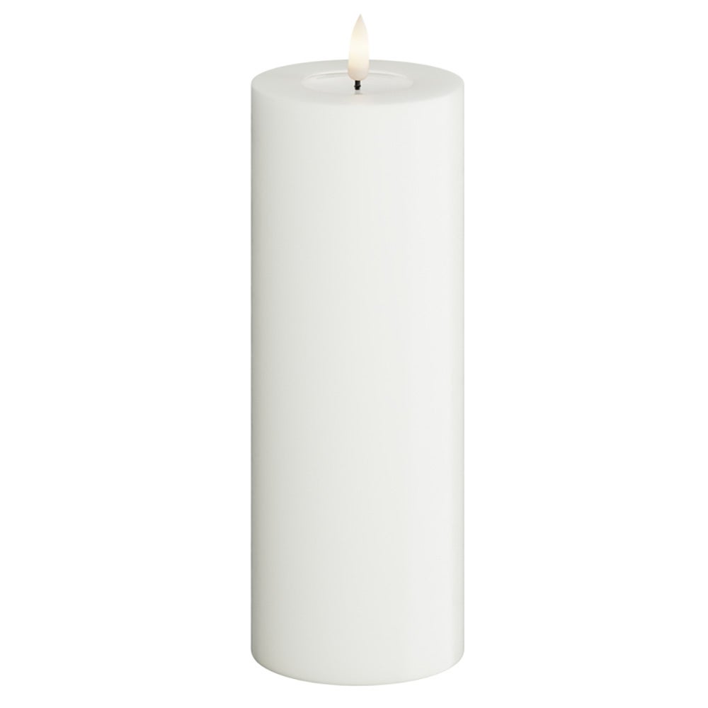 LED bloklys hvidt - Deluxe Homeart - Dia: 7,5x20 cm