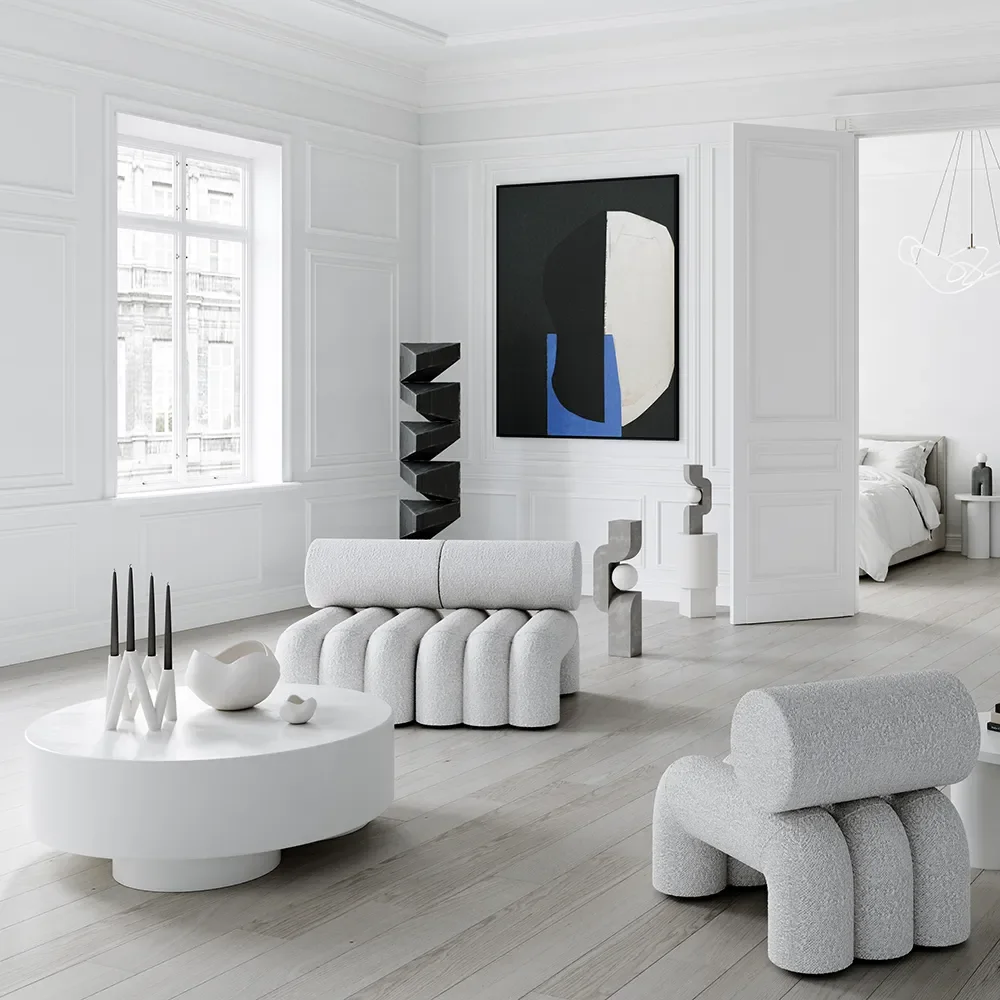 Big Foot sofabord, stort - benhvidt