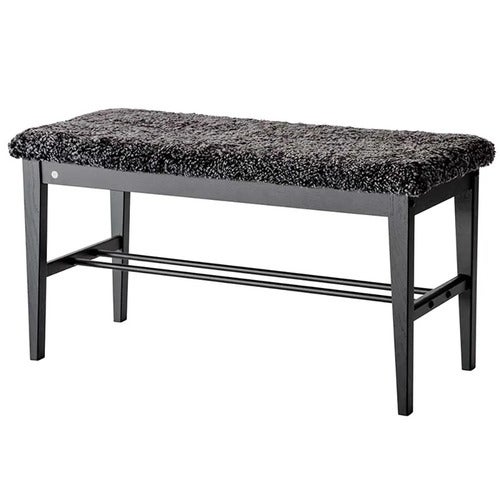 Cora Bench Sortbejdset eg/fåreskind Mørkegrå
