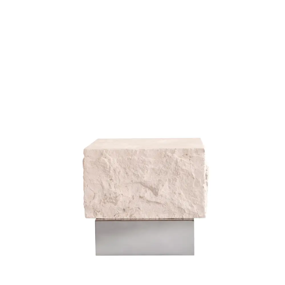 101 Copenhagen, Temple sofabord, lavt – krom / kalksten