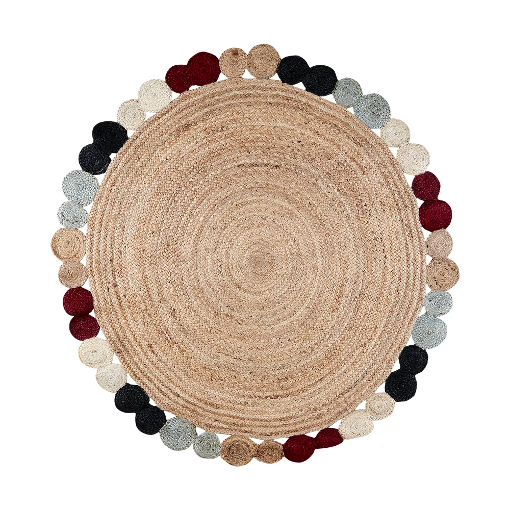 JUNI tæppe natur/flerfarvet Ø150 cm
