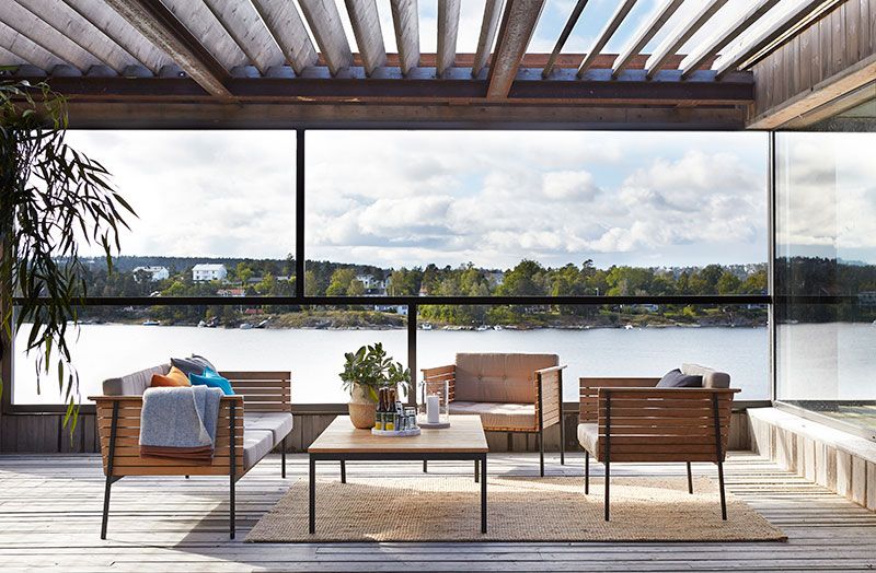 Häringe Sofabord 148x85 cm Sort/Teak Skargaarden