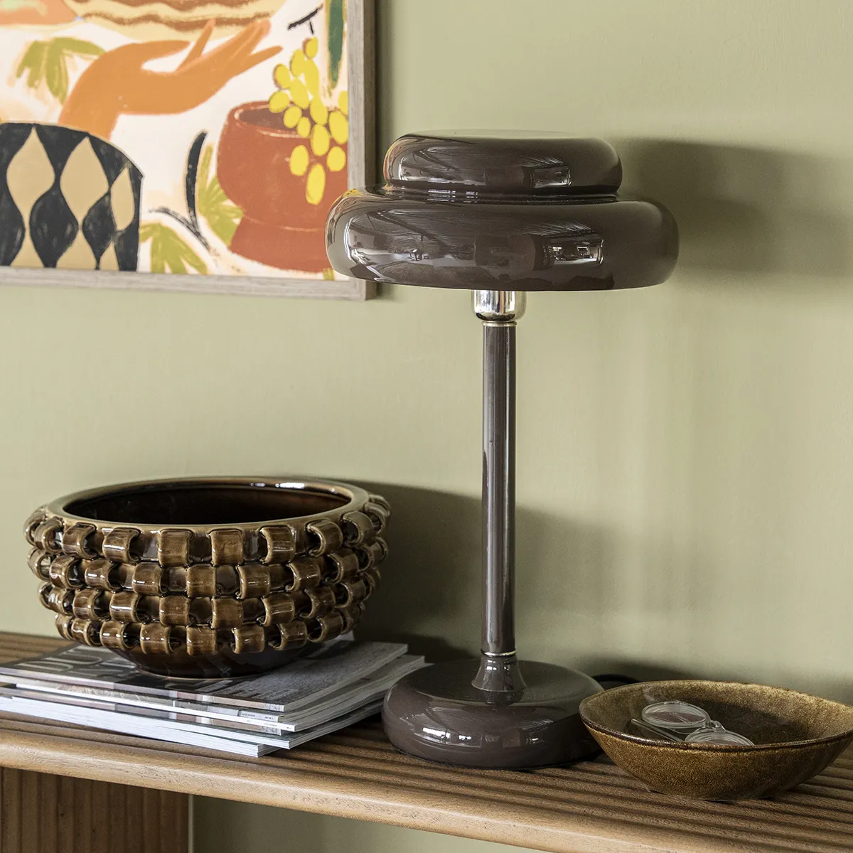 Dæmpbar bordlampe Pomm Dark Brown H 47,5 cm