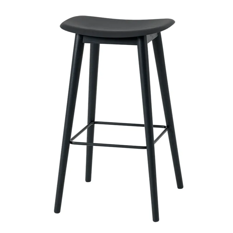 Fiber barpall høj Wood Base - 75 cm - Black/Anthracite Black