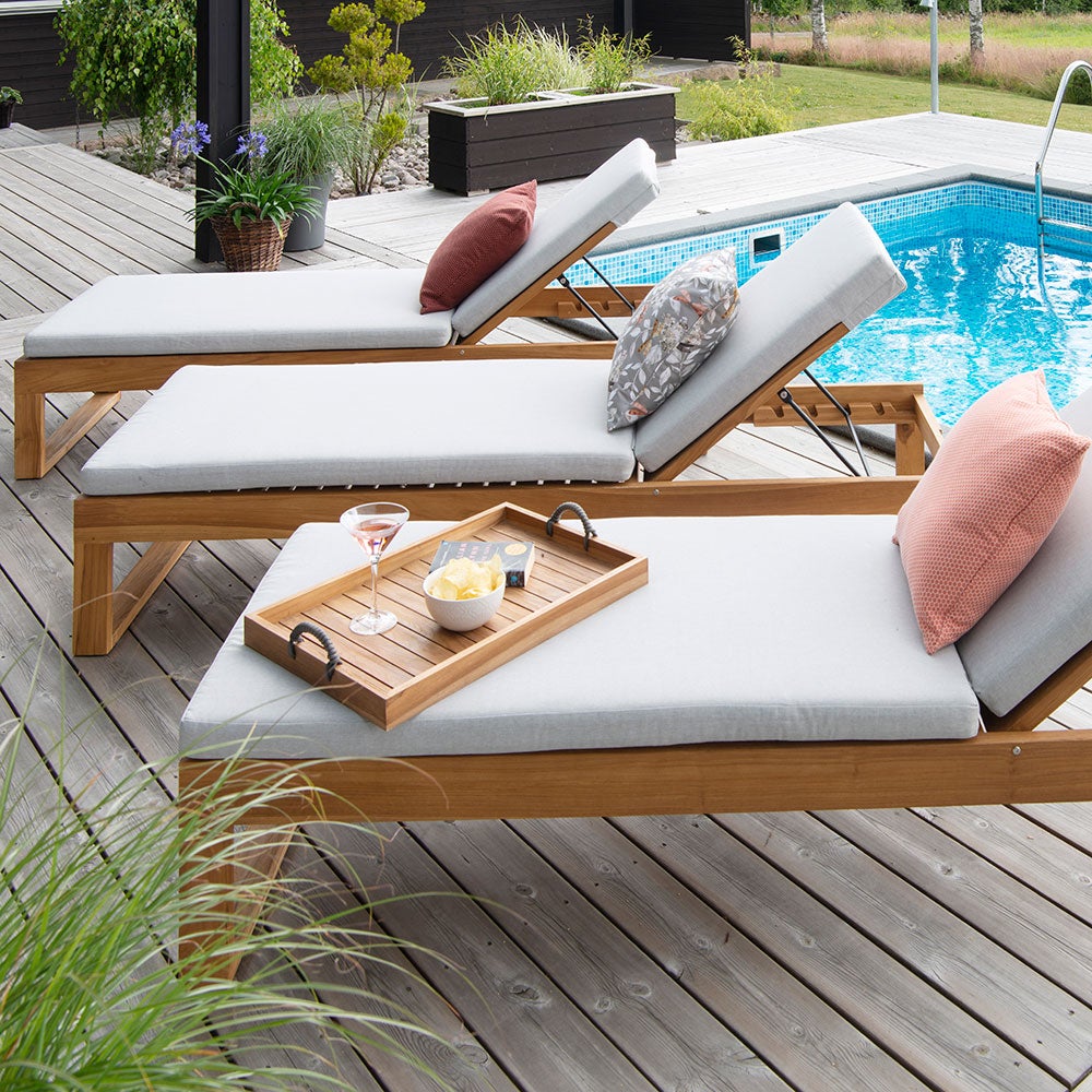 Himmelsnäs solsäng beige teak 