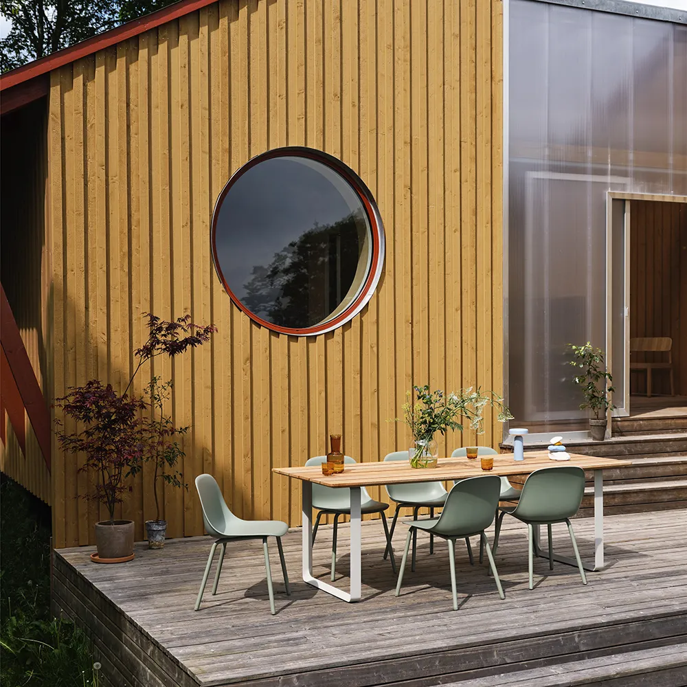 Fiber Outdoor Stol med armlæn Dusty Green 