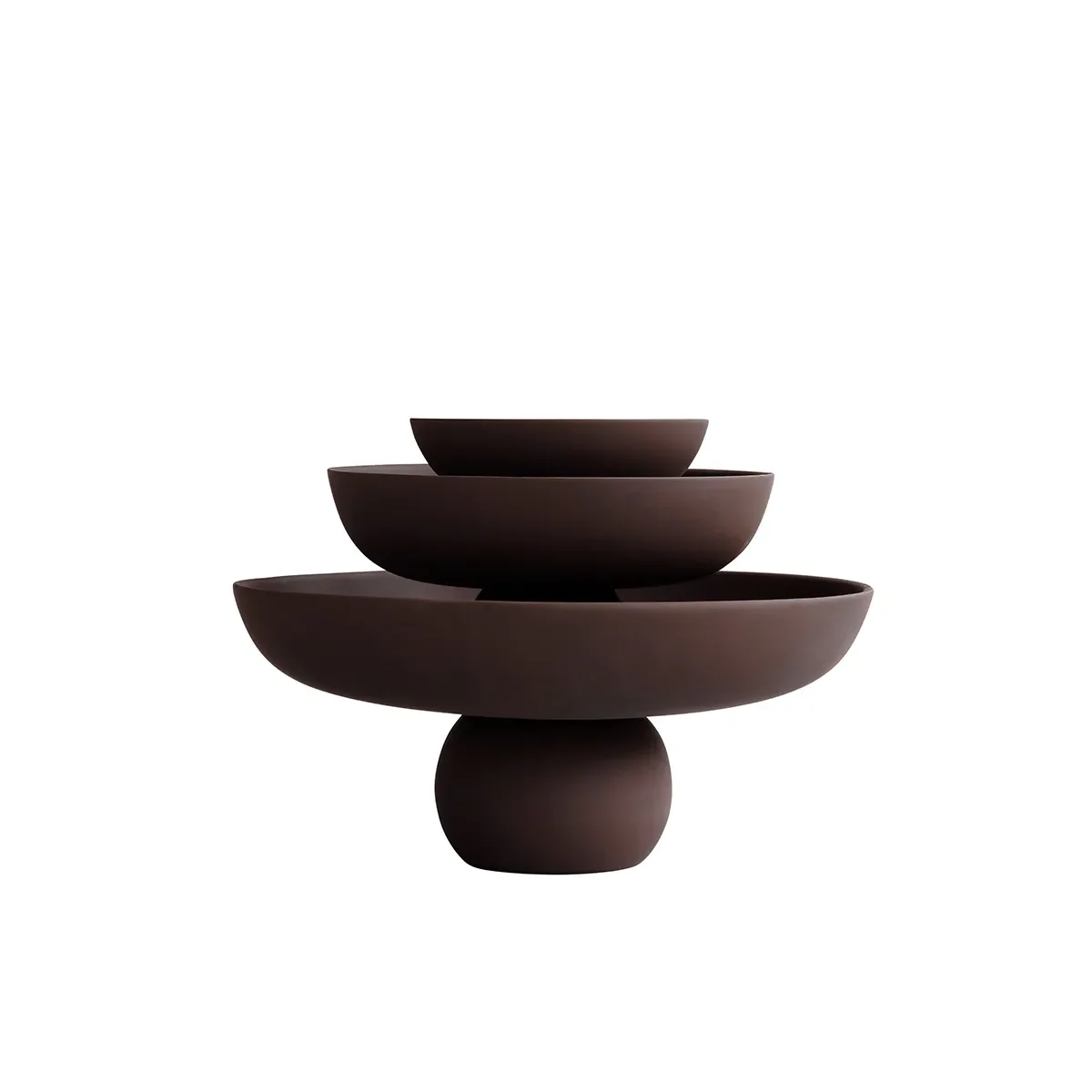 Håndmalet dekorationsskål Baburu Big Chocolate Brown Ø 43 cm