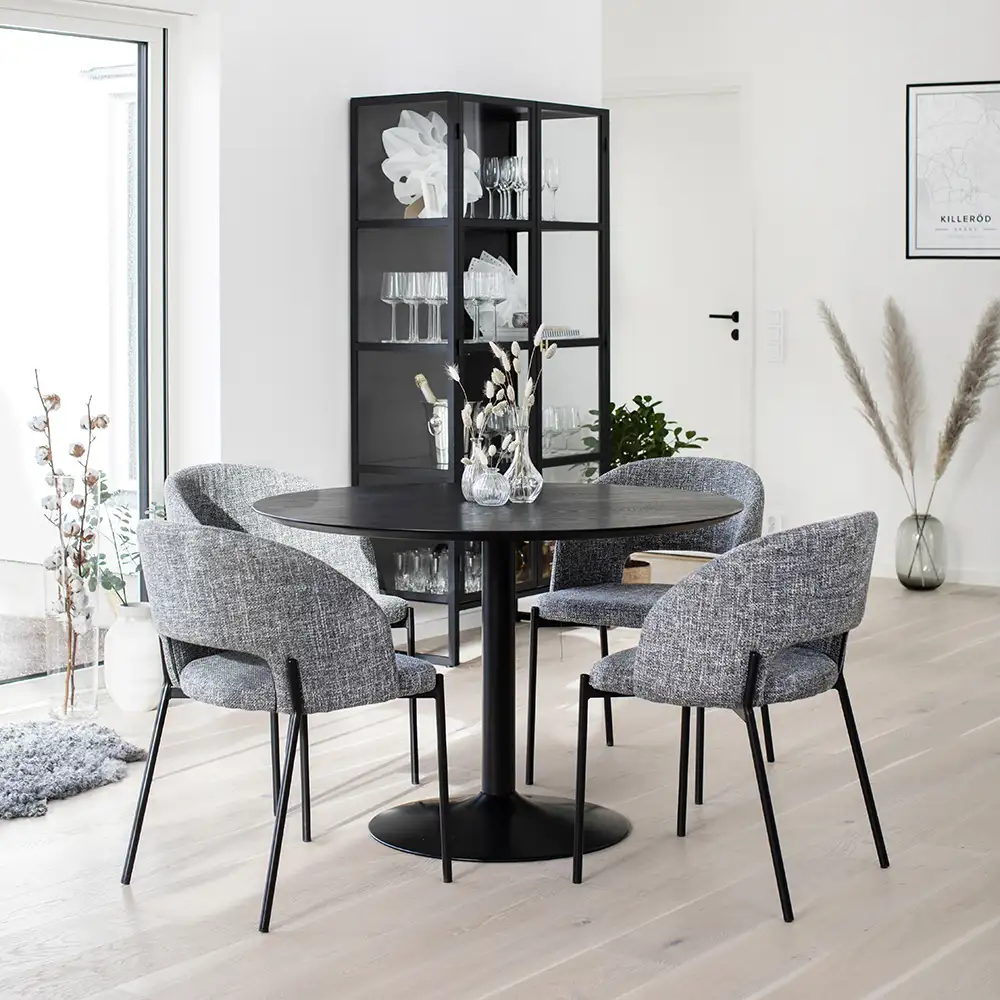 Miles Spisebord trompetfod 110 cm sortbejdset asketræ