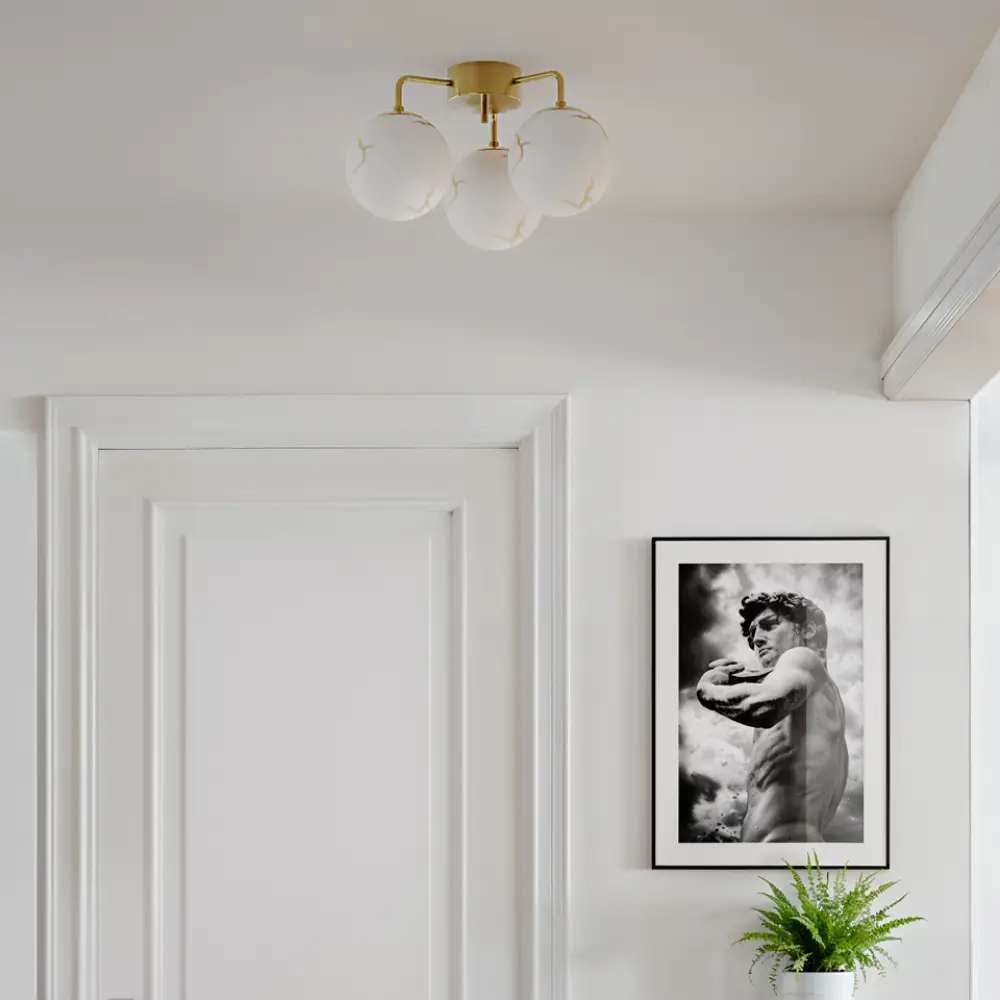 Bellagio loftlampe 3-lamper messing/hvid