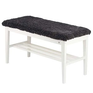Nadja Bench Hvidlakeret birk/fåreskind mørkegrå