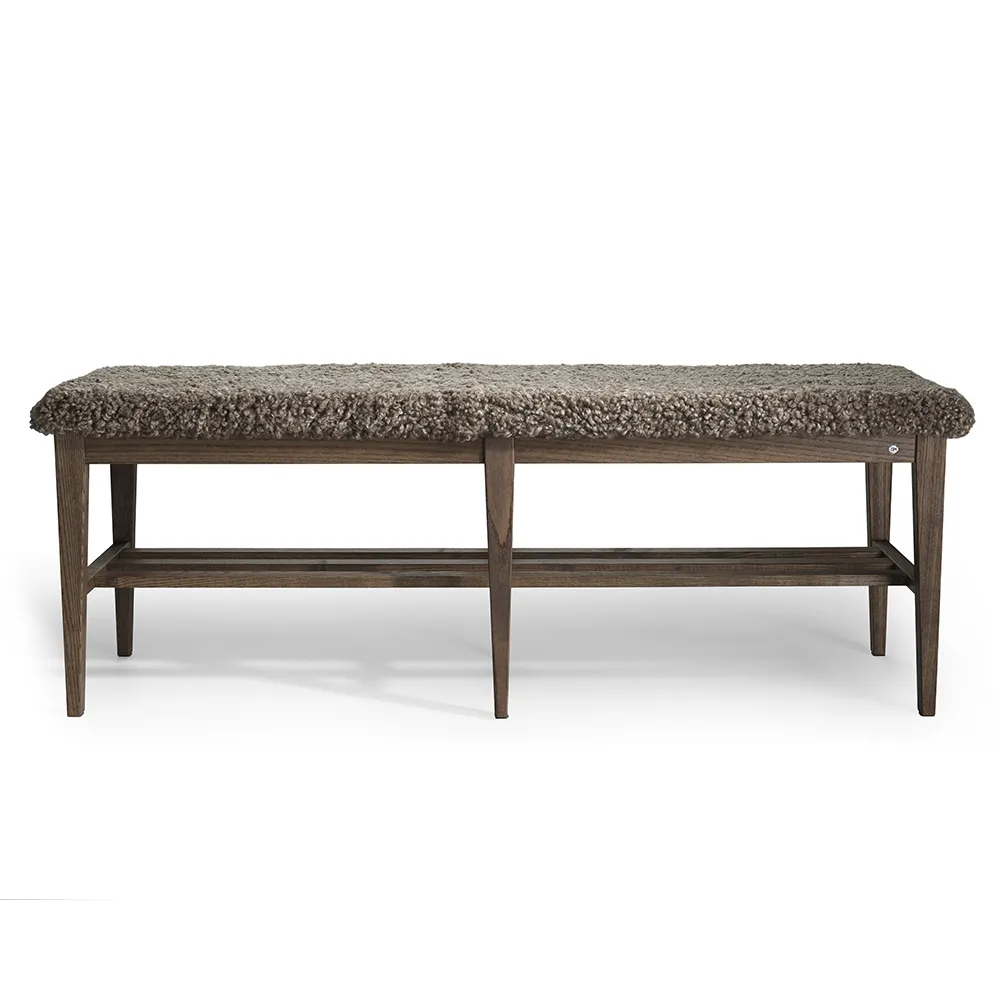Oscarssons Möbel, Nadja Bænk 130 cm Brunolieret ask/fåreskind Sahara