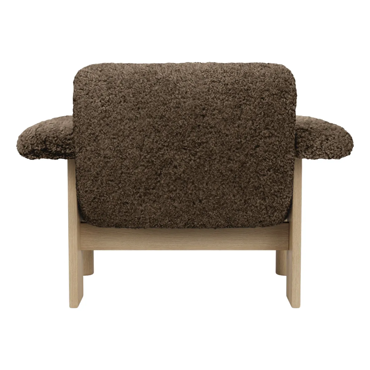 Brasilia loungestol, lav ryg, massiv eg, Sheepskin Nevotex Root