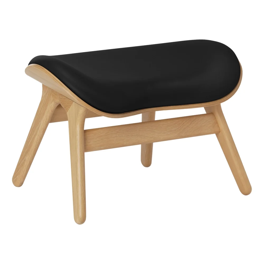 A Conversation Piece Ottoman Fodskammel Oak/Umage Leather Black