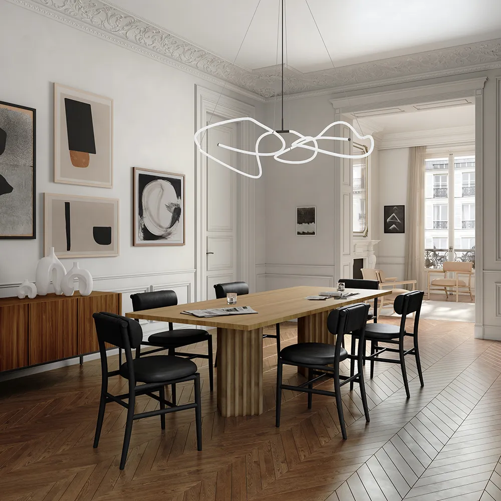 Nama Spisestol - Kaffe Sort, Anilin læder sort