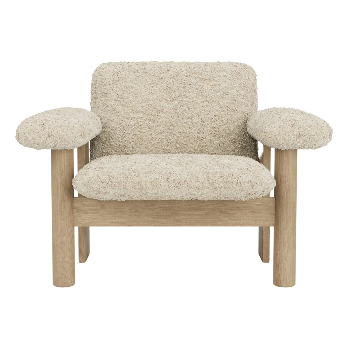 Brasilia loungestol helpolstret lav ryg firbenet stel massiv eg natur Sheepskin Nevotex Nature
