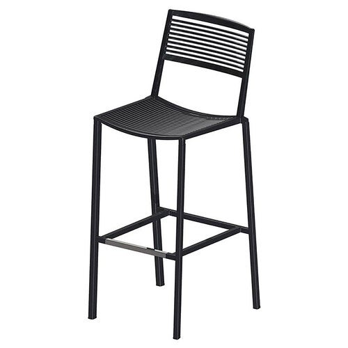 Easy barstol 65 cm Sort aluminium med fodstøtte i rustfrit stål