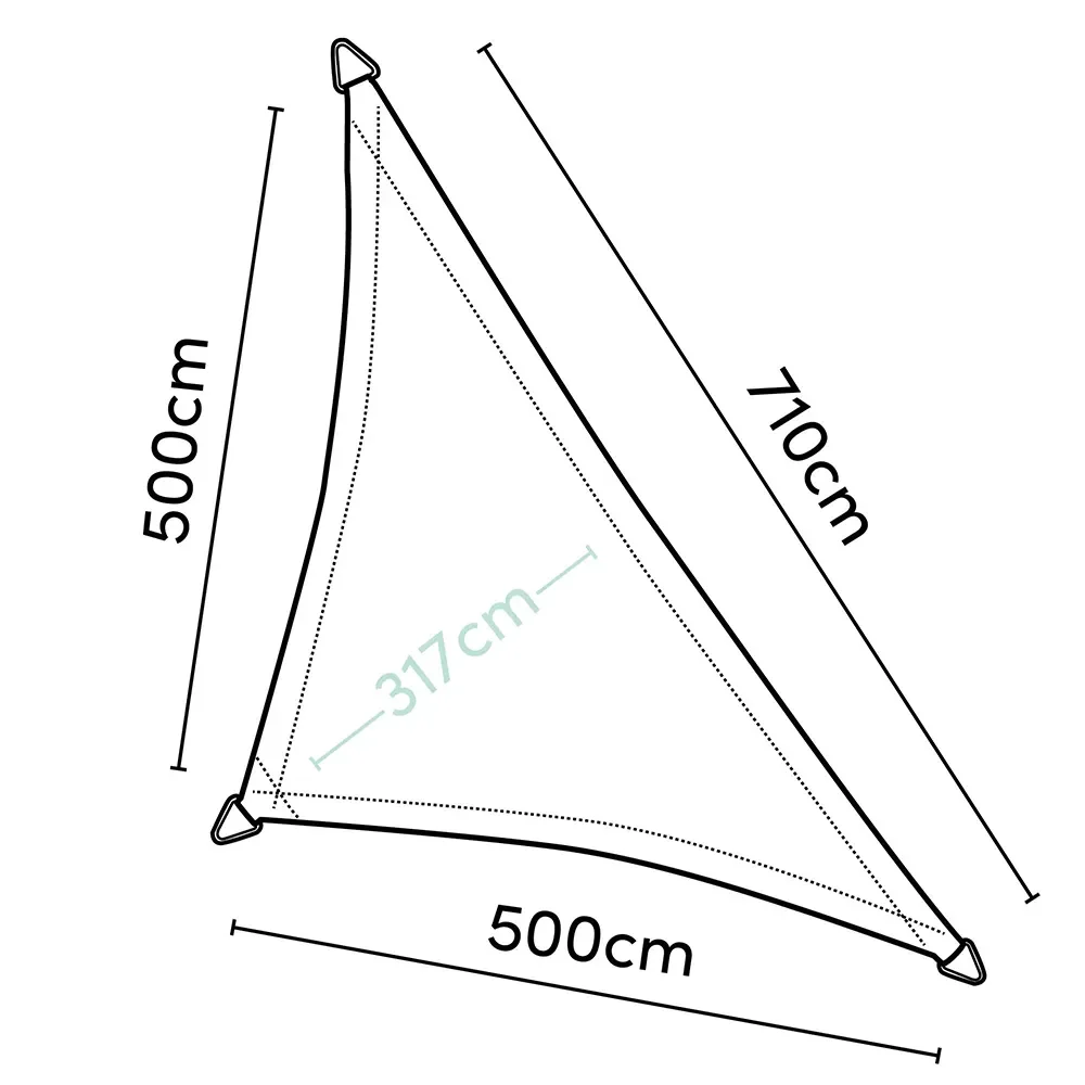 Coolfit solsejl trekantet 90° 500x710cm beige