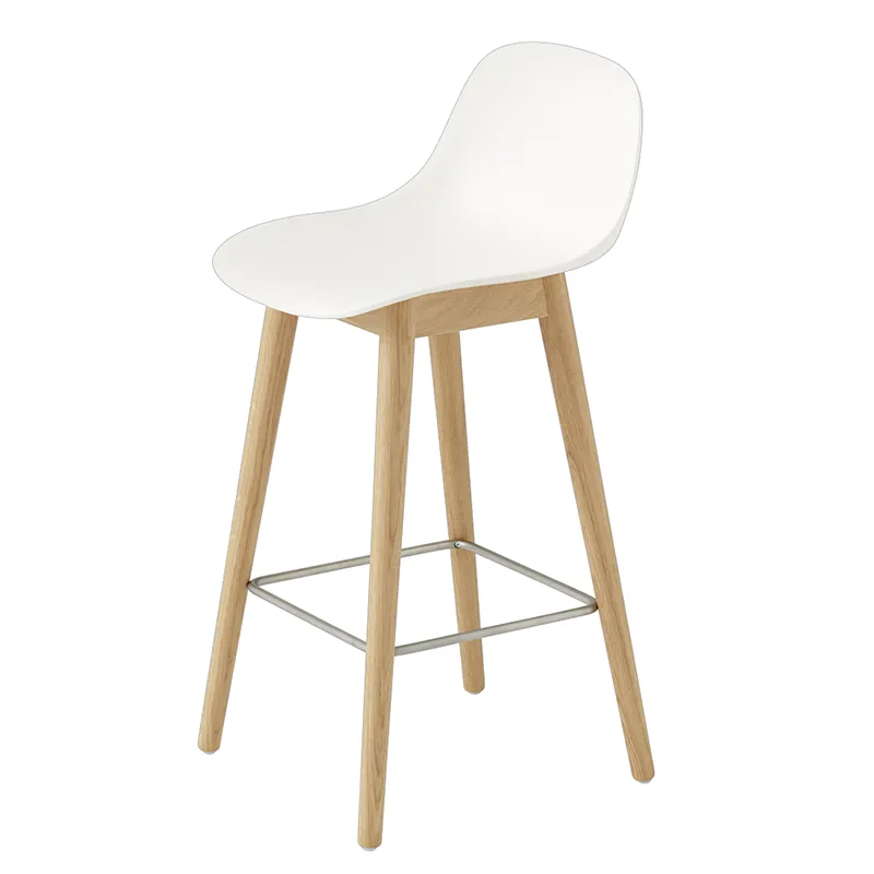 Muuto, Fiber barstol lav Wood Base - 65 cm - Natural White