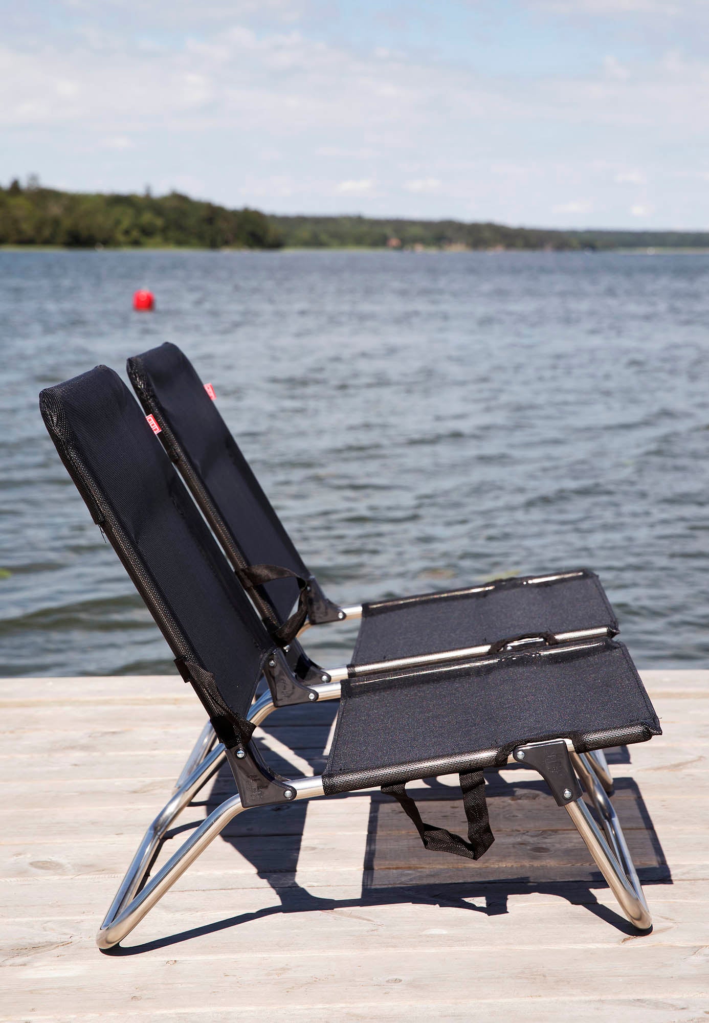 Quick solstol sort aluminium/textilene