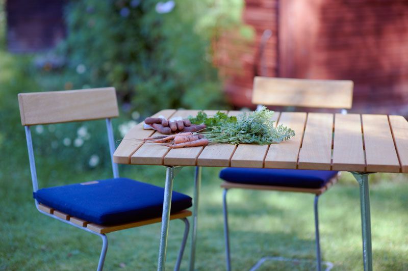 Stol 1 Ubehandlet Teak/Varmgalvaniseret Understel Grythyttan Stålmöbler