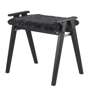 Alme Stool Sortbejdset eg/fåreskind mørkegrå