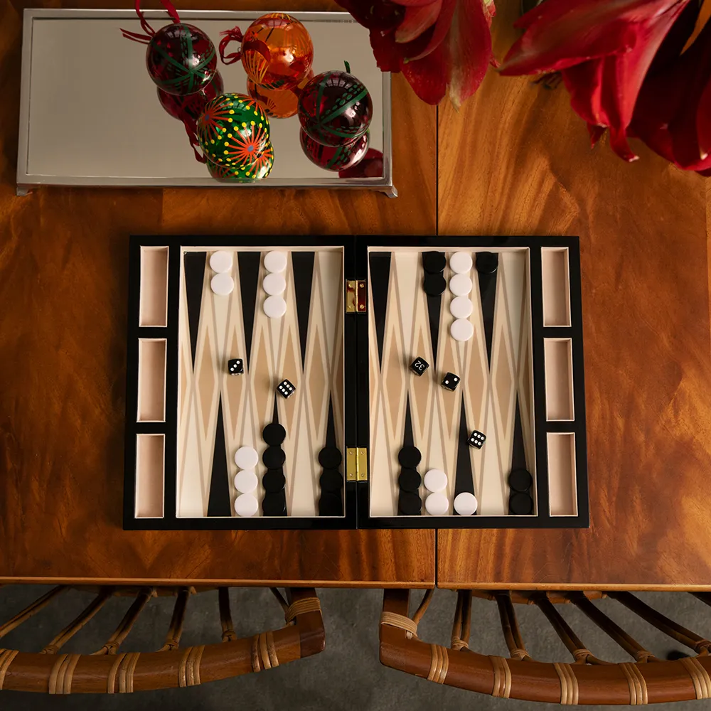 Backgammon Lakeret Black