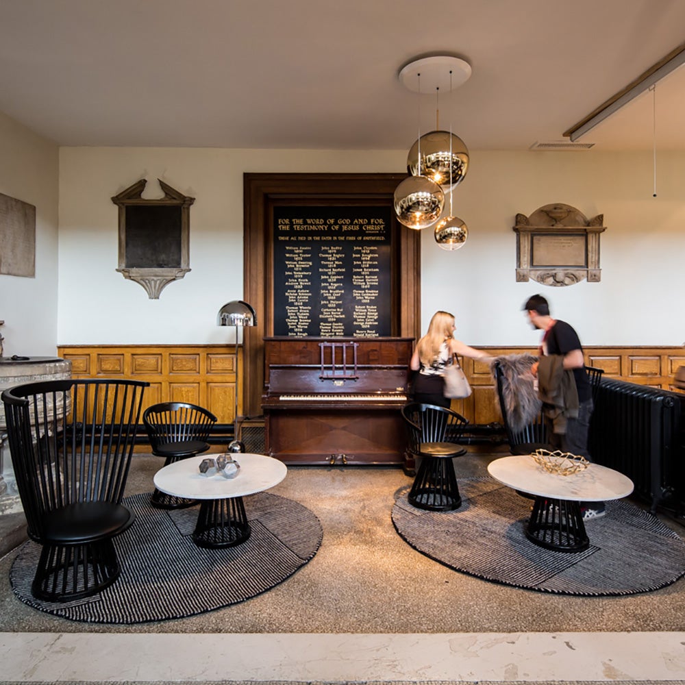 Fan bord sort stenplade 90 cm hvid