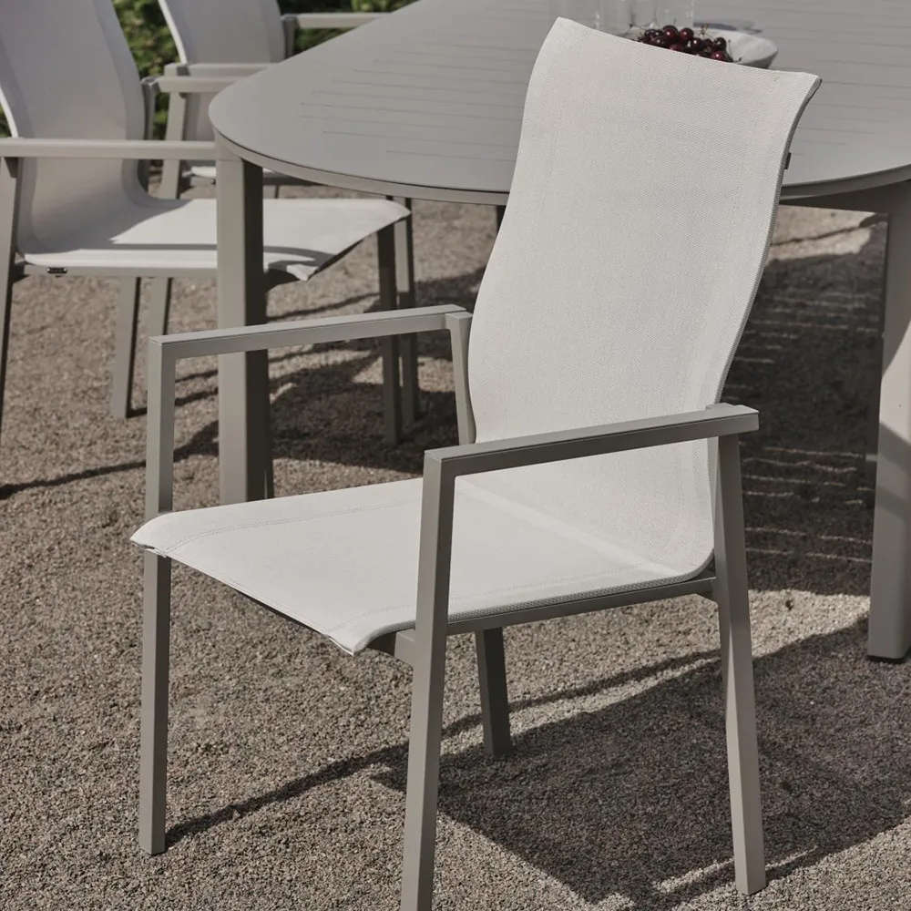 Stol med armlæn Khaki/Off-White