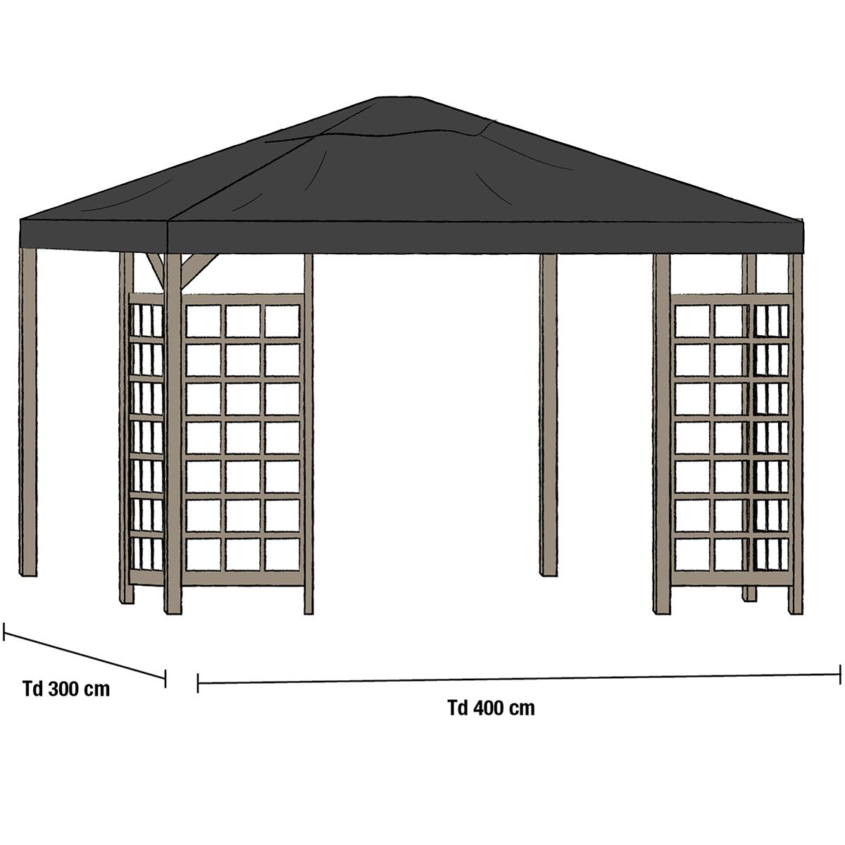 Tag Pavillon 300x400 cm Sort Brafab