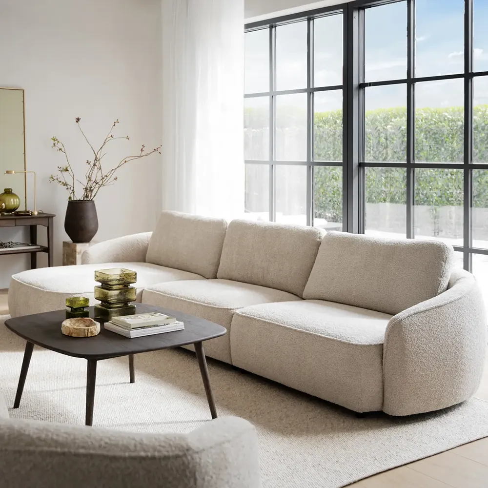 Norris sofa 4-personers sofa chaiselong venstre stof Anna lys beige